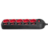 Regleta Maclean, cable alargador de 5 tomas, con interruptores, 250VAC/10A, 1,5m, MCE204