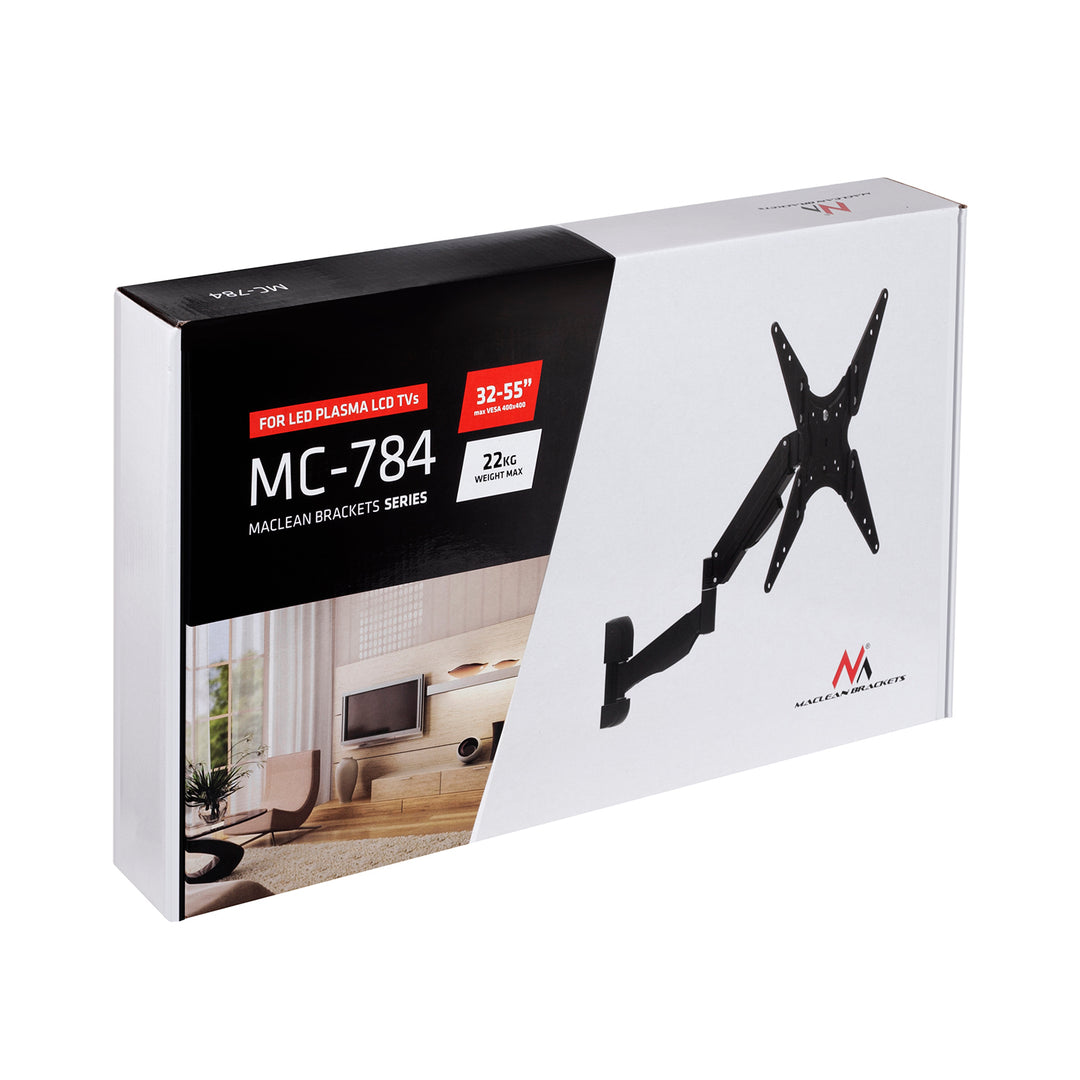 Suporte para TV ou monitor com mola a gás 32 - 55" 22kg Maclean MC-784