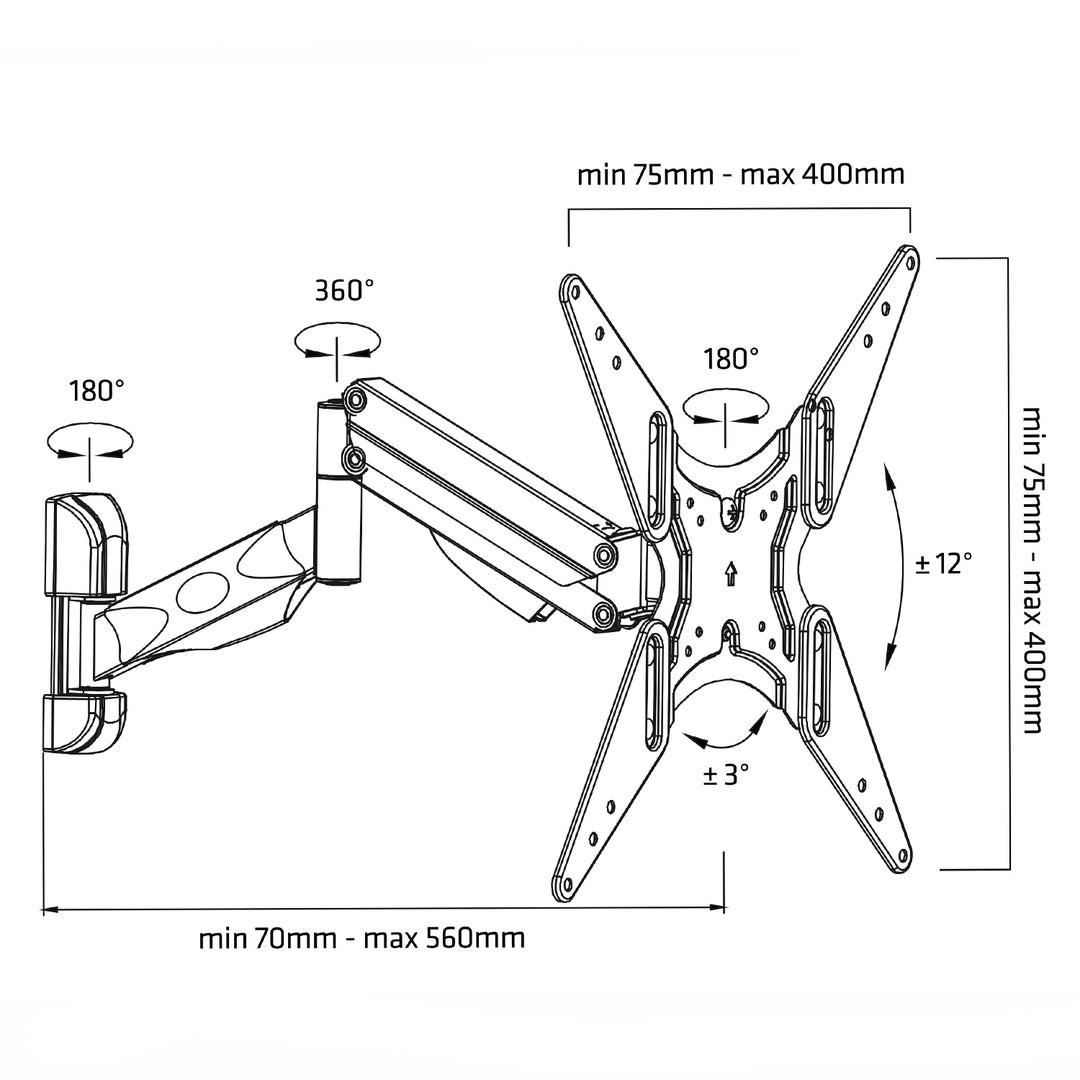 Soporte para TV o monitor con resorte de gas 32 - 55" 22kg Maclean MC-784