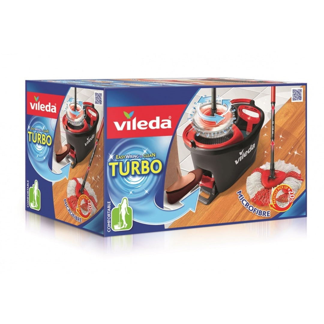 Conjunto de balde e esfregão de microfibra rotativo fácil de torcer e limpar VILEDA TURBO