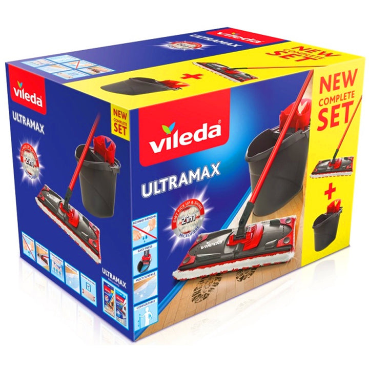 Esfregona plana Vileda Ultramax com balde, conjunto completo, sistema ULTRAMAX