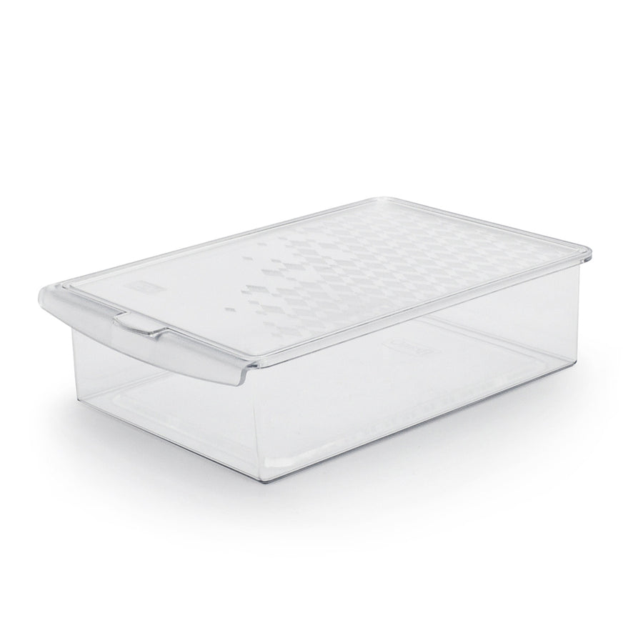 Recipiente para alimentos com tampa plástica para geladeira.