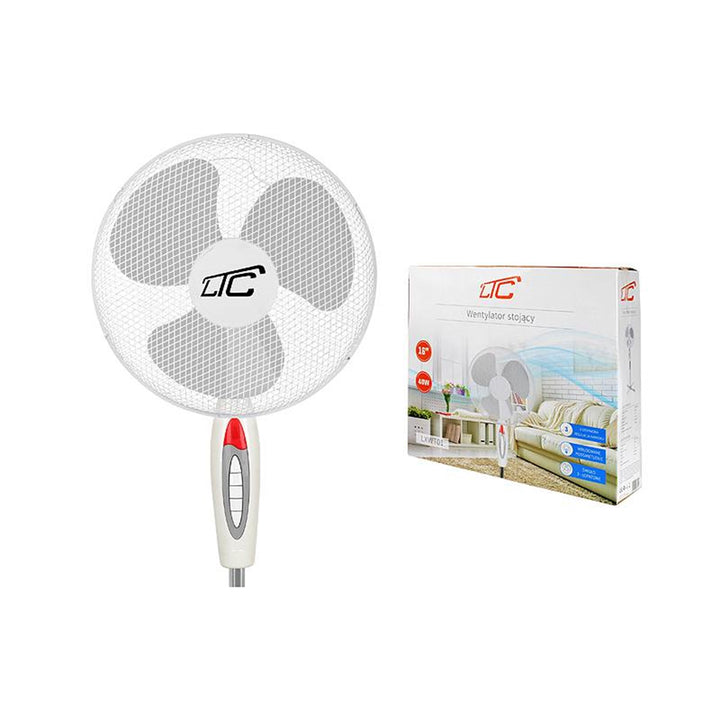Ventilador de pie 40W, 16 ", blanco, oscilación, 3 velocidades, LTC WT01