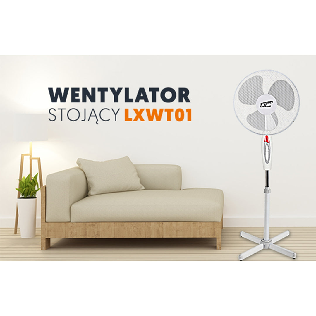 Ventilador de pie 40W, 16 ", blanco, oscilación, 3 velocidades, LTC WT01