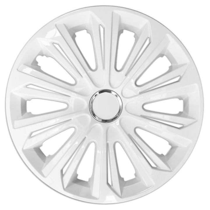 Tapacubos universales 14" NRM STRONG lacado blanco 4 piezas