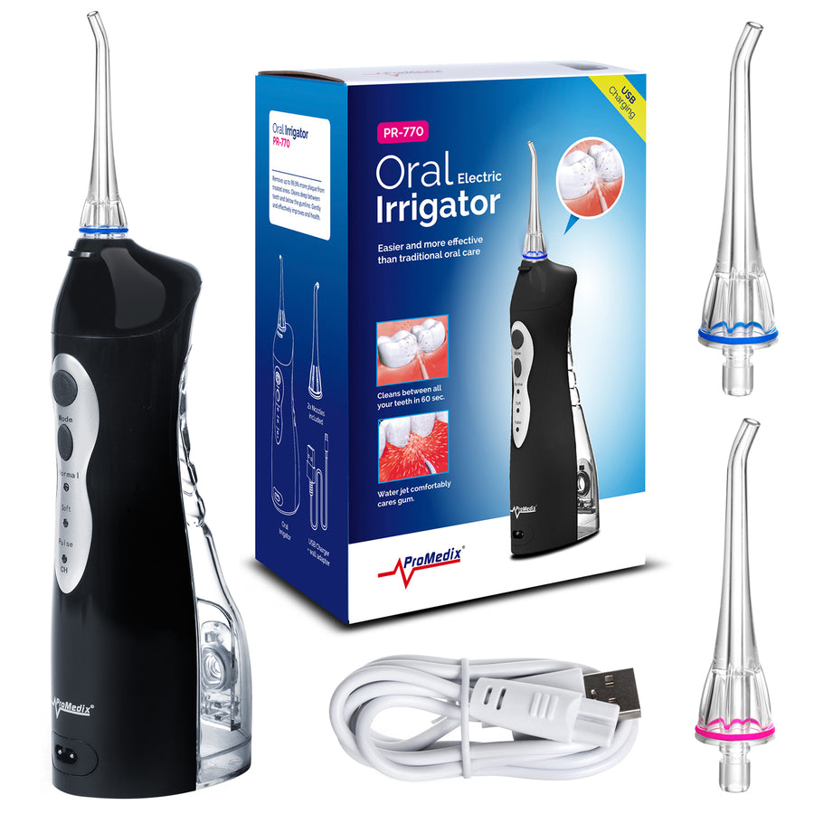 Irrigador bucal sem fios ProMedix PR-770 8,5 Bar, IPX7, carregamento USB, preto