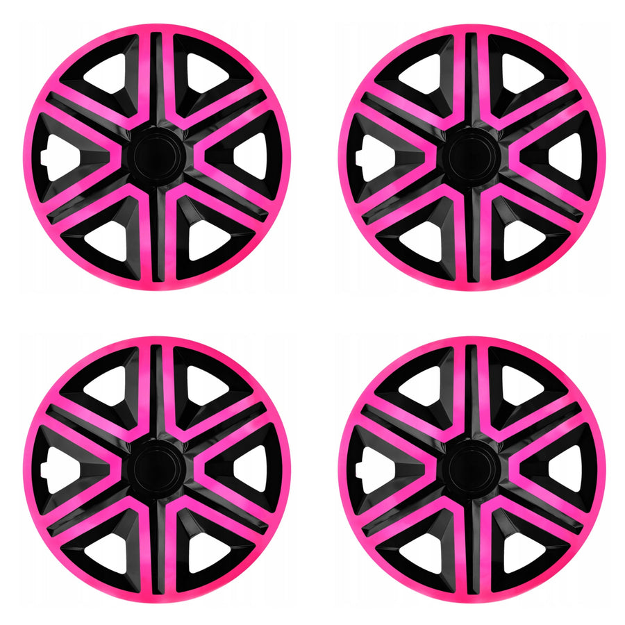 NRM ACTION Tapacubos universales 15" doble color rosa/negro 4 piezas