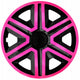NRM ACTION Tapacubos universales 15" doble color rosa/negro 4 piezas