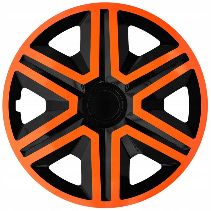 Tapacubos universales de 15" NRM ACTION Doublecolor naranja/negro 4 piezas