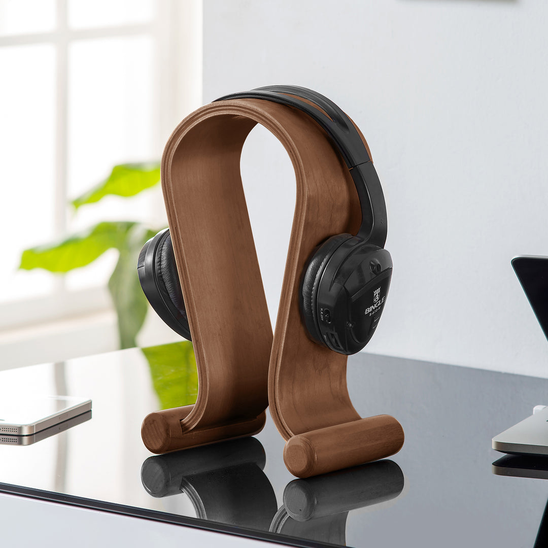 Soporte para auriculares de madera, color nuezMaclean MC-815W