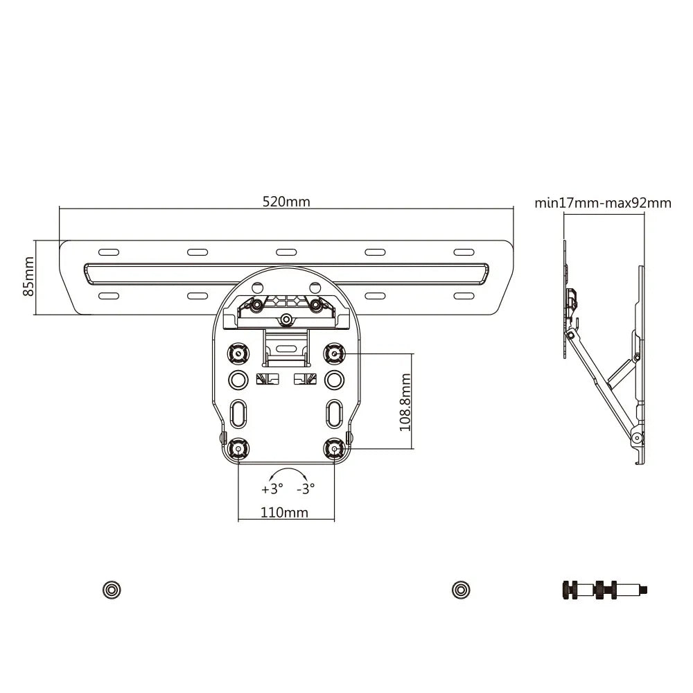 Soporte de pared para TV Samsung Q7 / Q8 / Q9 49 "- 65 ", max. peso soportado hasta 50kg Ultra Slim Maclean MC-806