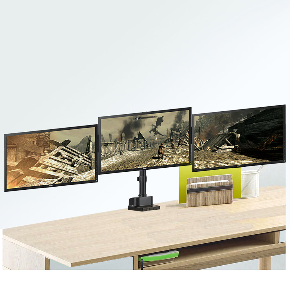 Suporte de mesa para 3 monitores LCD LED com 2x USB 3.0 17-27" 3x7kg VESA 75x75 e 100x100 Maclean MC-811