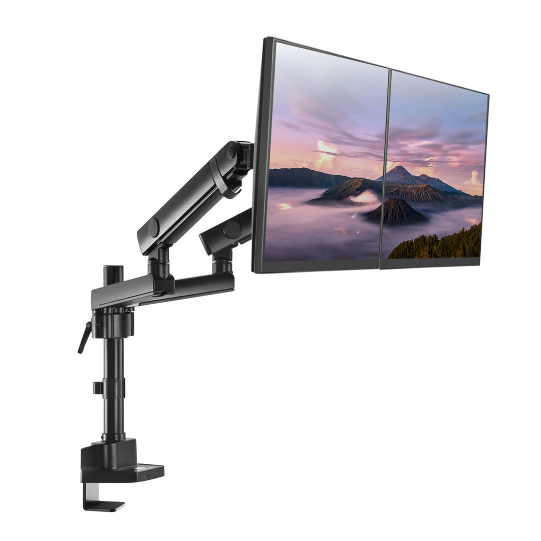 Suporte de mesa para 2 monitores LCD LED com 2x USB 17-32" 2x8kg Vesa 75x75 e 100x100 Maclean MC-812