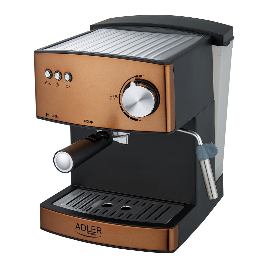 Cafetera espresso Adler, 15 bares, 850 W, espumador de leche, AD4404cr