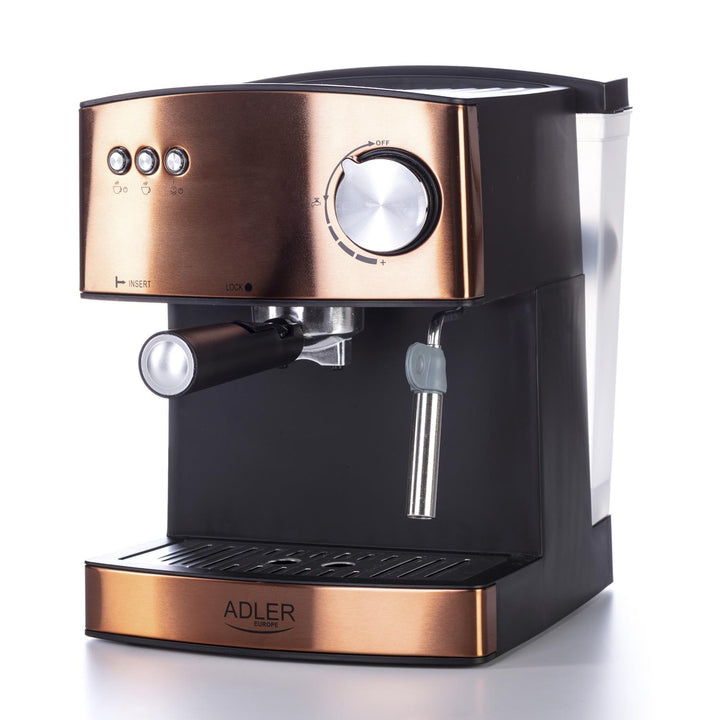 Cafetera espresso Adler, 15 bares, 850 W, espumador de leche, AD4404cr