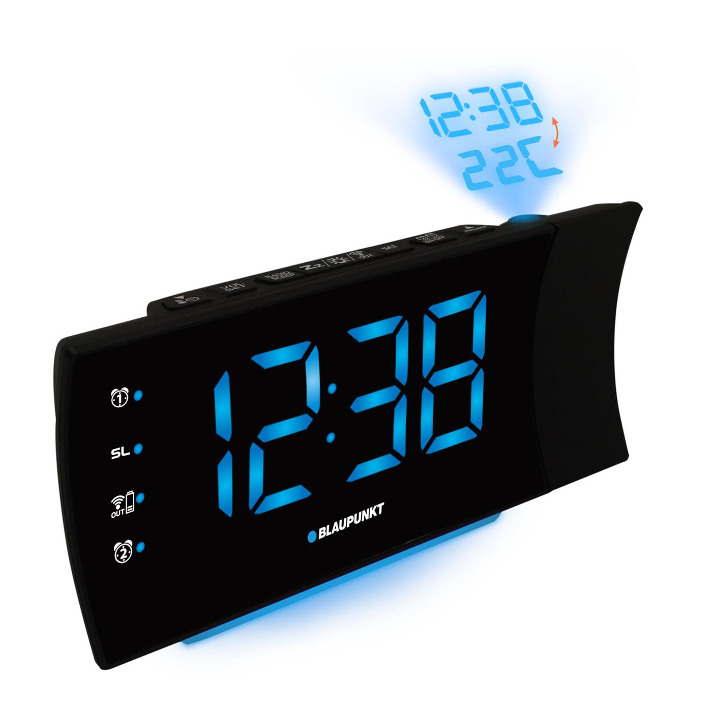 Rádio despertador com carregamento USB e projetor Blaupunkt CRP81USB