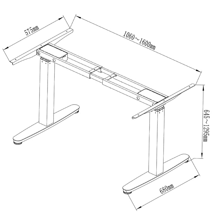 Mesa elétrica com regulagem de altura, para trabalho sentado ou em pé, altura máxima 130 cm, branca Maclean MC-830