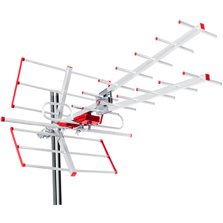 Antena de TV externa DVB-T2 HEVC Combo UHF VHF ativo máx. Filtro 100dBμV Lte Maclean MCTV-855