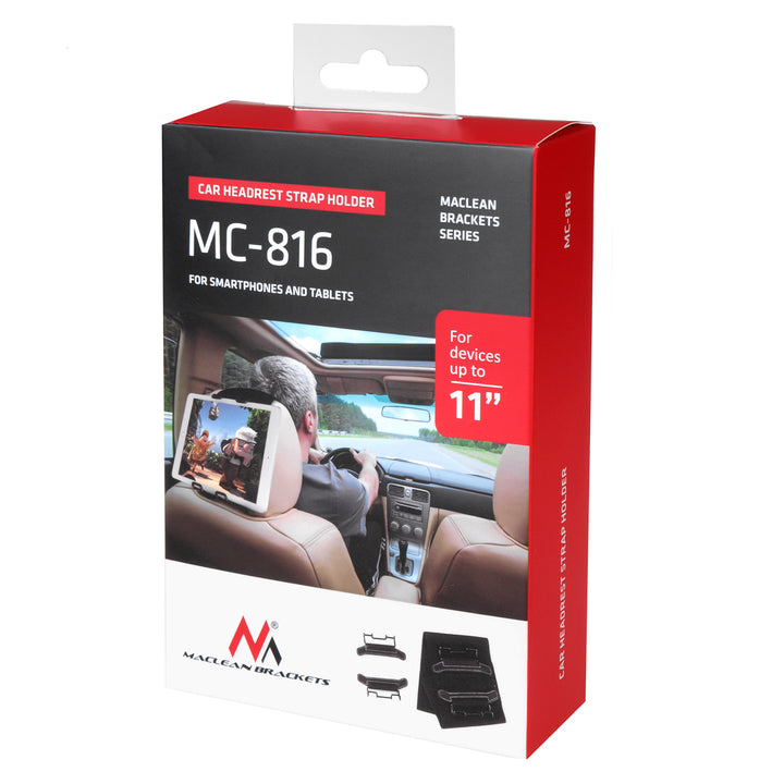 Suporte para tablet para encosto de cabeça da cadeira MC-816, velcro, armado com braços