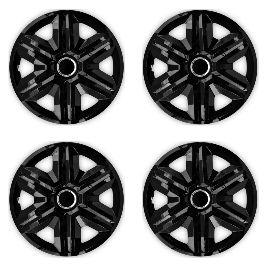 Tampões de roda universais FAST pretos 15 " 4 peças em plástico ABS NRM