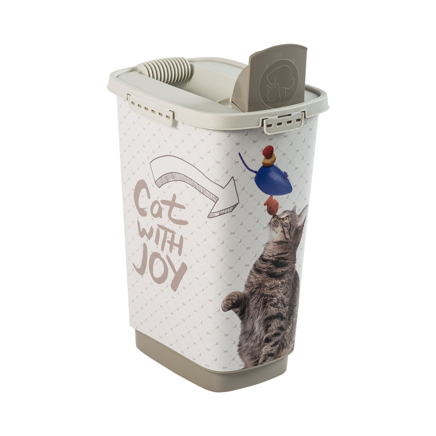 Recipiente de comida Rotho Cody Cat 25L con un dispensador de apertura