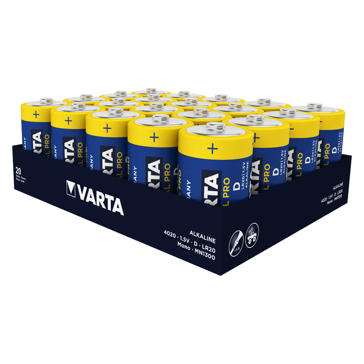 20x Pilas alcalinas Varta Industrial R20/D Foil