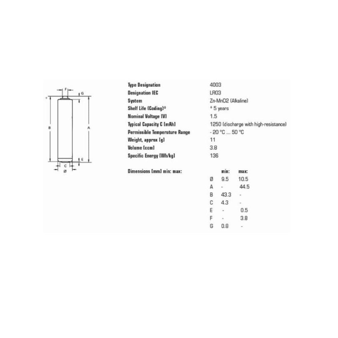 Pilhas alcalinas 40x Varta Industrial LR03 / folha AAA