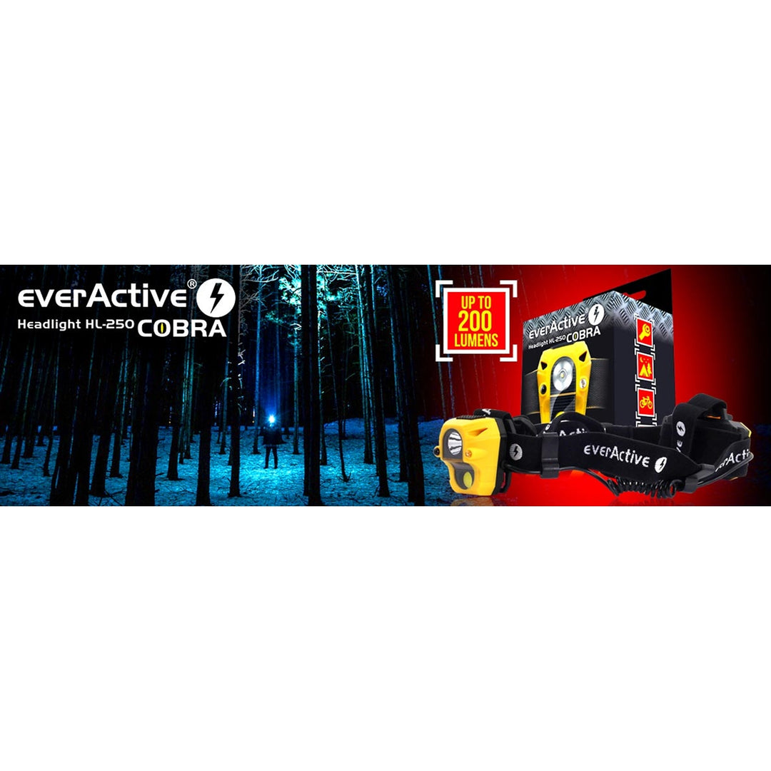 A lanterna de diodo everActive Cobra HL-250 de qualidade