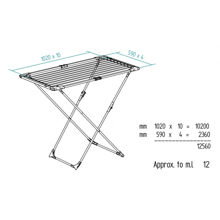 endedero Extensible de Acero y Aluminio, Espacio de Tendido de 11 hasta 20m, Soporte para Artículos Pequeños, Dimensiones Abierto, color Blanco, 110-187 x 61 x 94 cm