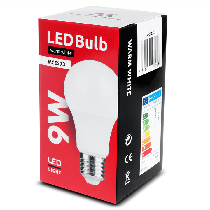 Lâmpada LED E27, 9W 230V branco quente 3000K 920lm Maclean Energy MCE273 WW