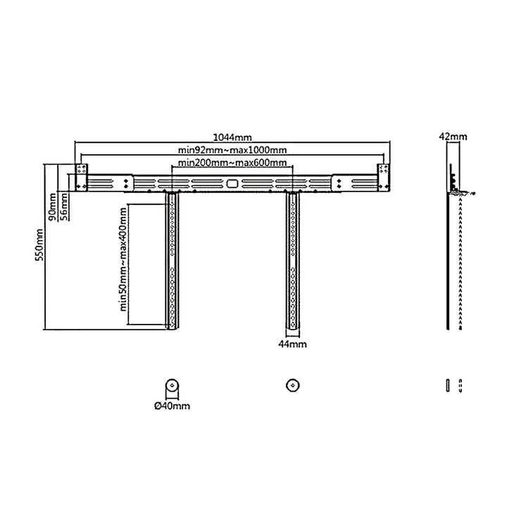 Soporte de barra de sonido universal de hasta 10 kg compatible con la mayoría de los soportes de TV y pared VESA 600x400