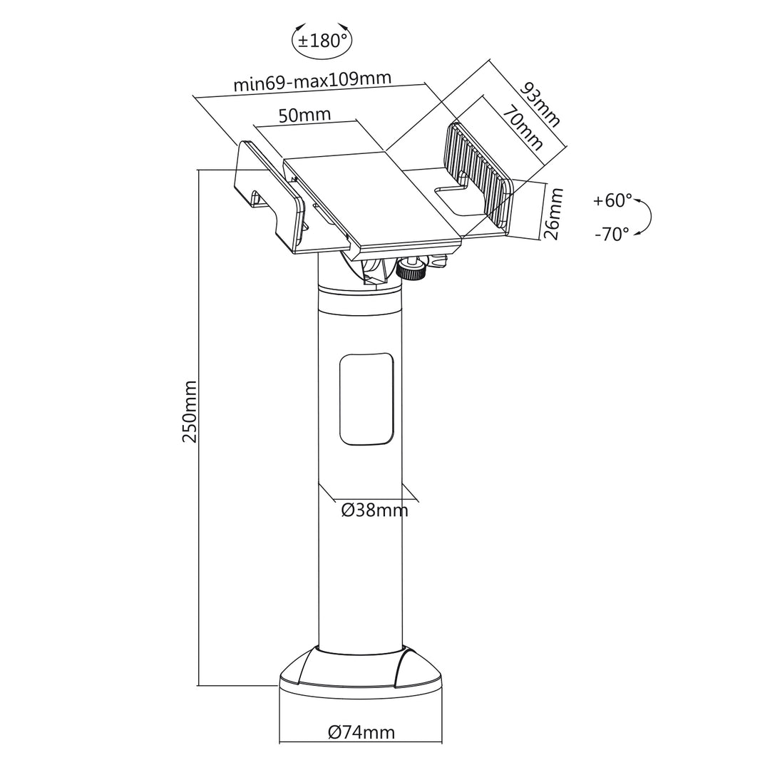 Soporte de terminal de tarjeta EC universal EFT / POS para puntos de venta