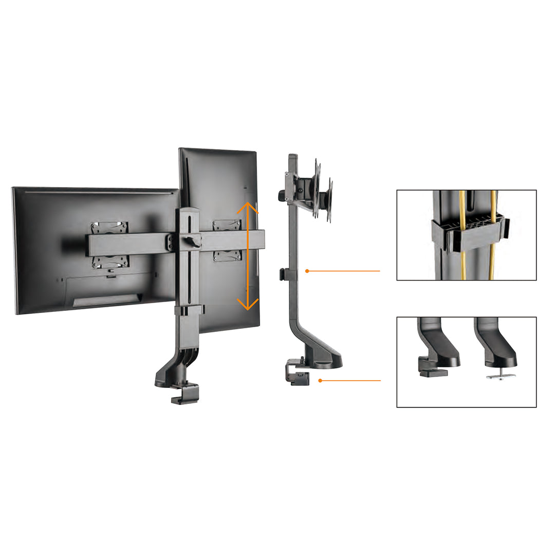 Soporte de escritorio dual para pantalla con gestión de cables Maclean Brackets MC-854