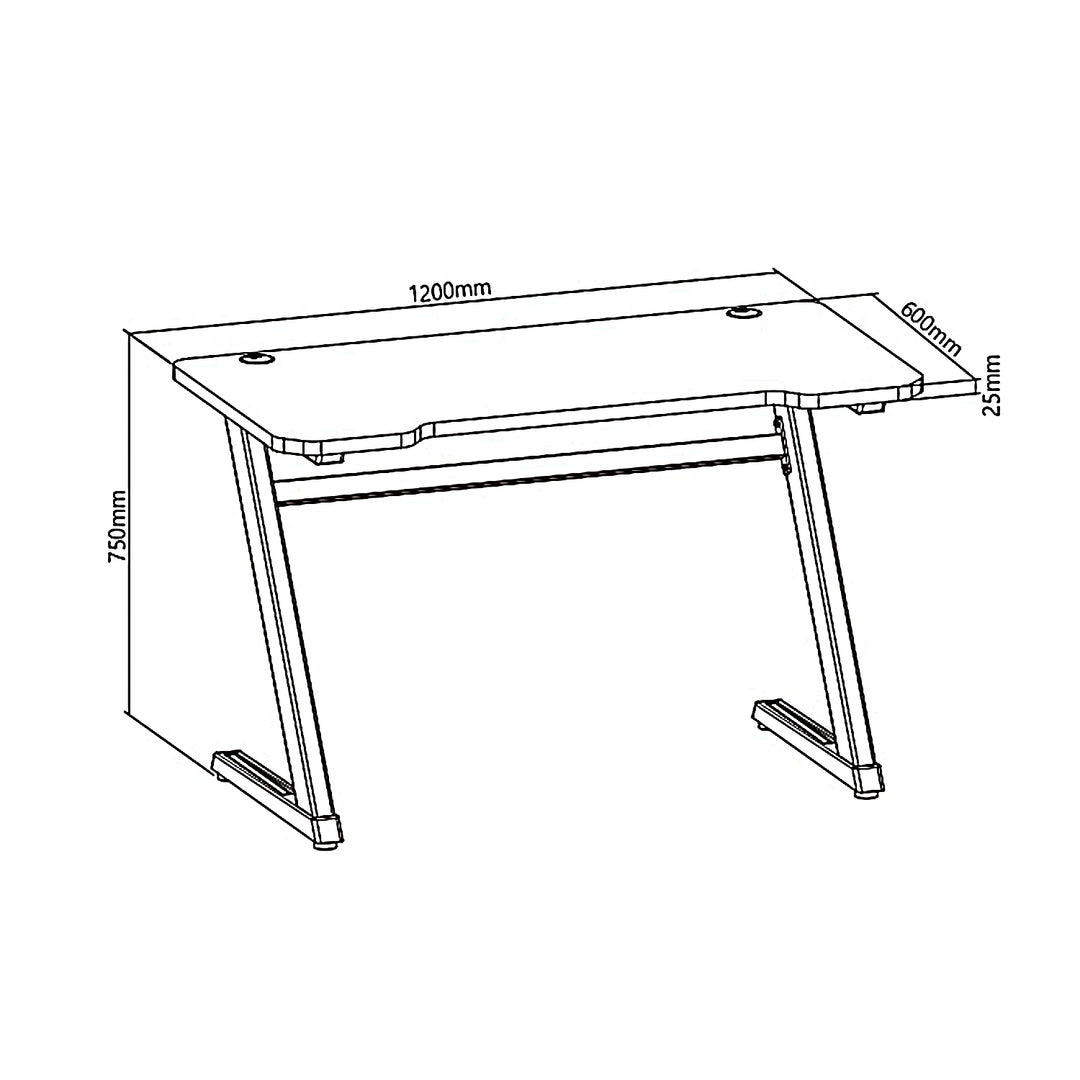 Mesa de jogos ergonômica com sistema de gerenciamento de cabos 120 x 60 cm, até 50 kg NanoRS RS120