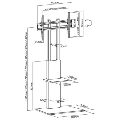 Soporte profesional de TV moderno con un estante máx. 40 kg máx. VESA 600x400 Maclean MC-865