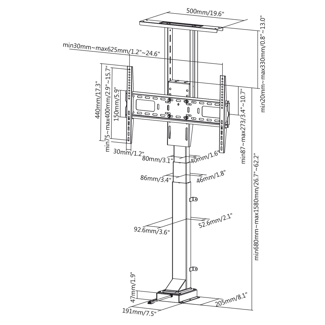 Maclean MC-866 Soporte para televisor de 37-65" con mando a distancia máx. 50 kg, VESA 600 x 400