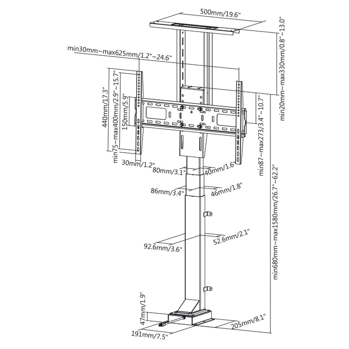 Maclean MC-866 Soporte para televisor de 37-65" con mando a distancia máx. 50 kg, VESA 600 x 400