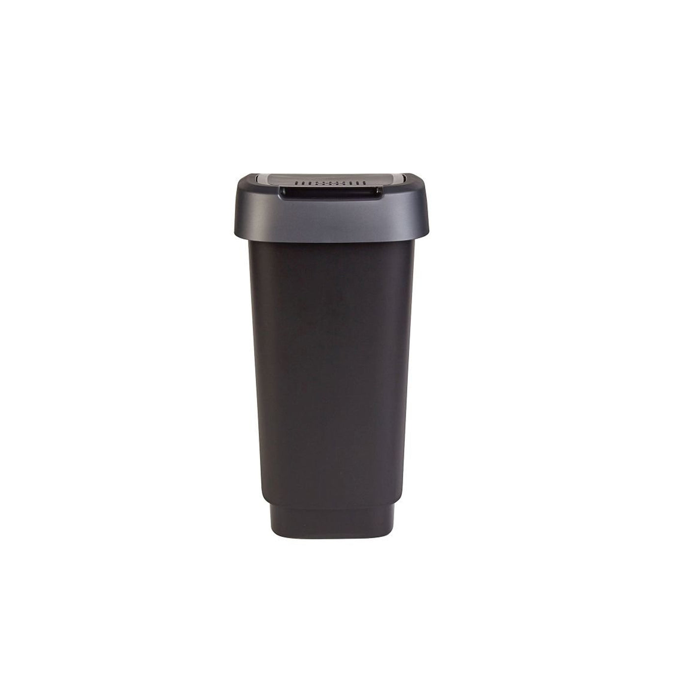 Cubo de basura con tapa giratoria Rotho Twist 10L negro-plata