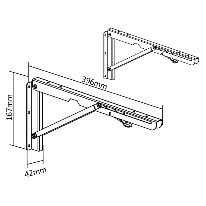 2X de Soportes de Pared Plegable Ajustable Triángulo Ángulo Soporte de pared en negro MC-876