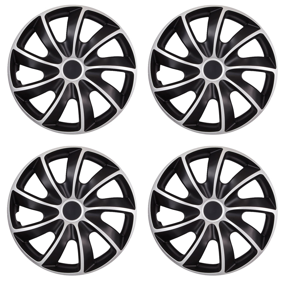 Tapacubos 17 " negro y plata set de 4 piezas NRM QUAD BICOLOR SILVER BLACK