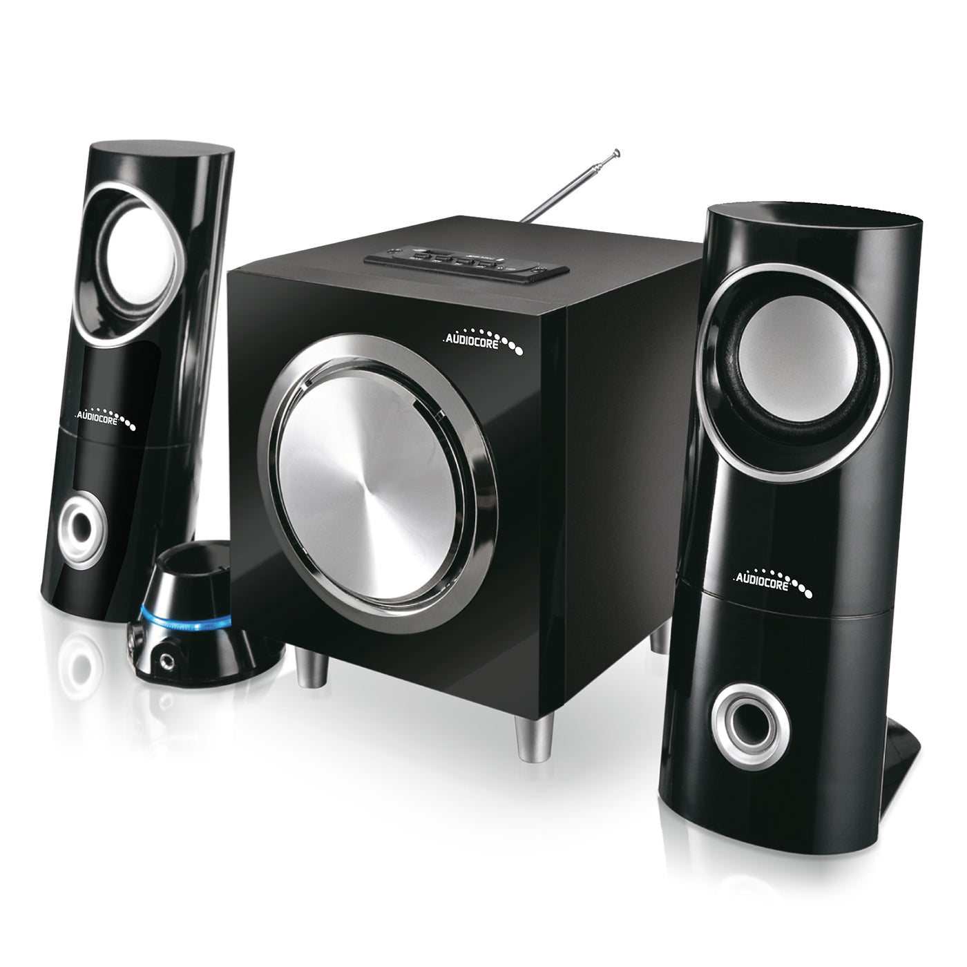 Conjunto de alto-falantes Bluetooth 2.1 Rádio FM Entrada de cartão SD/MMC, AUX USB Audiocore AC790