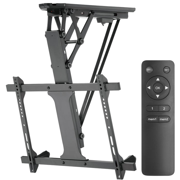 Maclean MC-880 Soporte de TV eléctrico de techo con control remoto para paredes inclinadas 32-70" máx. 35 kg máx. VESA 600x411