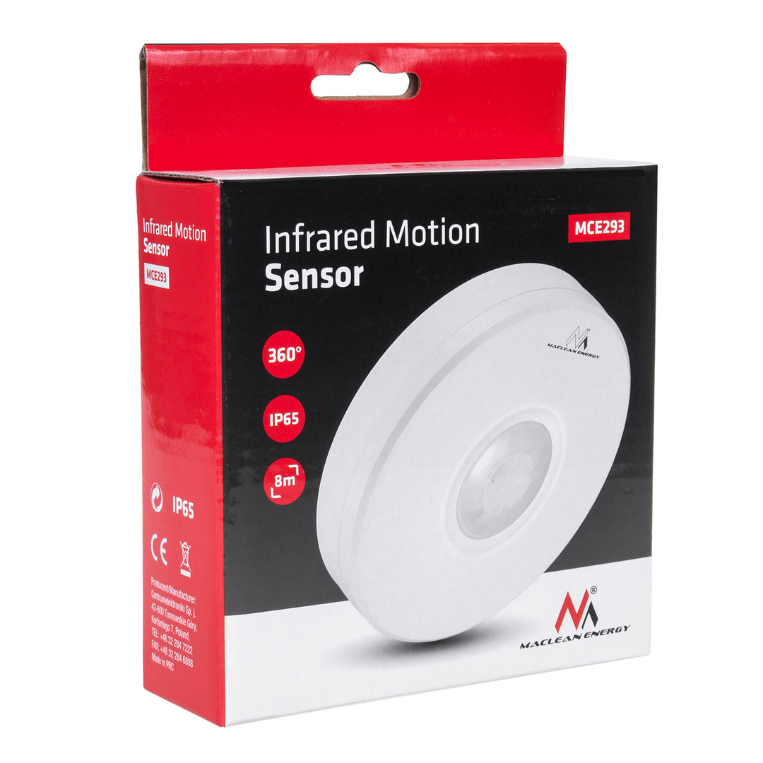 Sensor de movimiento infrarrojo IP65 para uso en exteriores alcance de 8 m máx. carga 2000W Maclean Energy MCE293