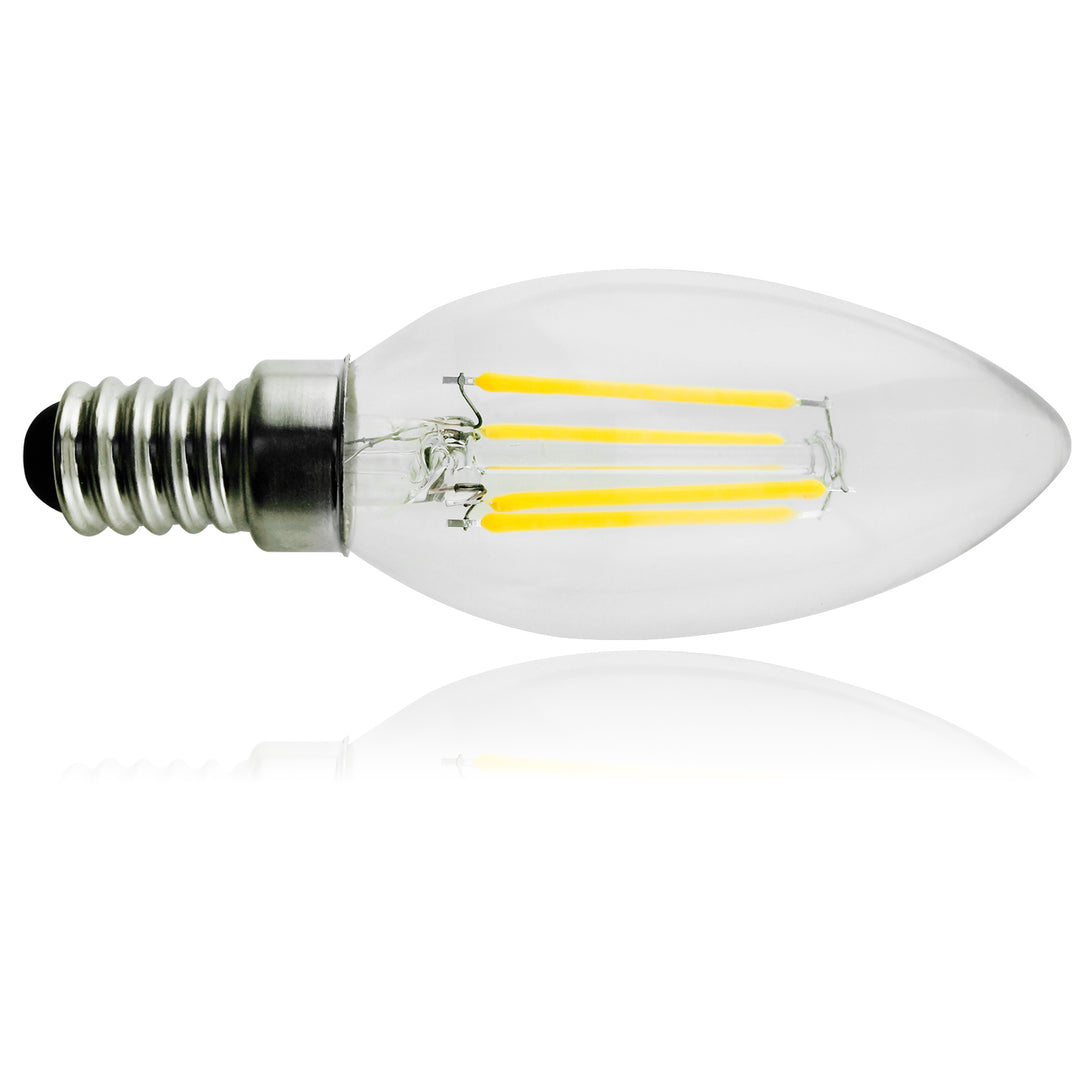 Lâmpada de filamento LED E14, 4W 230V branco quente 3000K 400lm vela decorativa retrô edison C37 Maclean Energy MCE285 WW