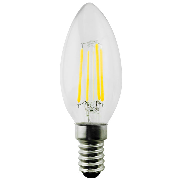 Lâmpada de filamento LED E14, 4W 230V branco quente 3000K 400lm vela decorativa retrô edison C37 Maclean Energy MCE285 WW