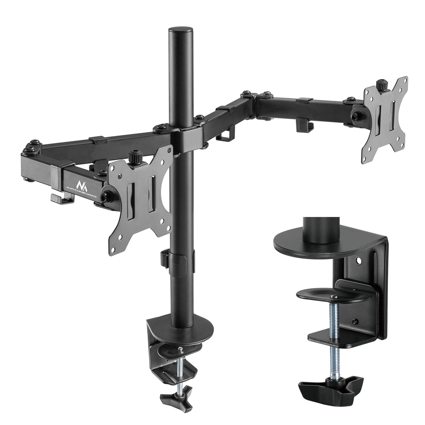 Soporte de escritorio para 2 monitores LCD de 17-32 " 2x 8 kg (máximo 16 kg) VESA 75x75 y 100x100 Maclean MC-884