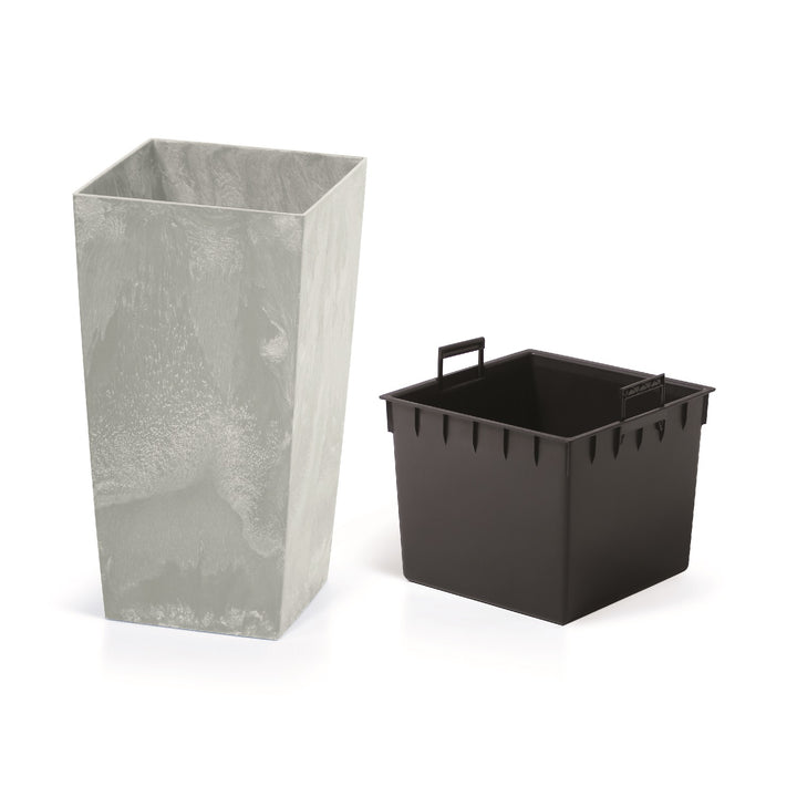 Floreira com inserção de cor e padrão imitando concreto Urbi Square Beton DURS140B-422U