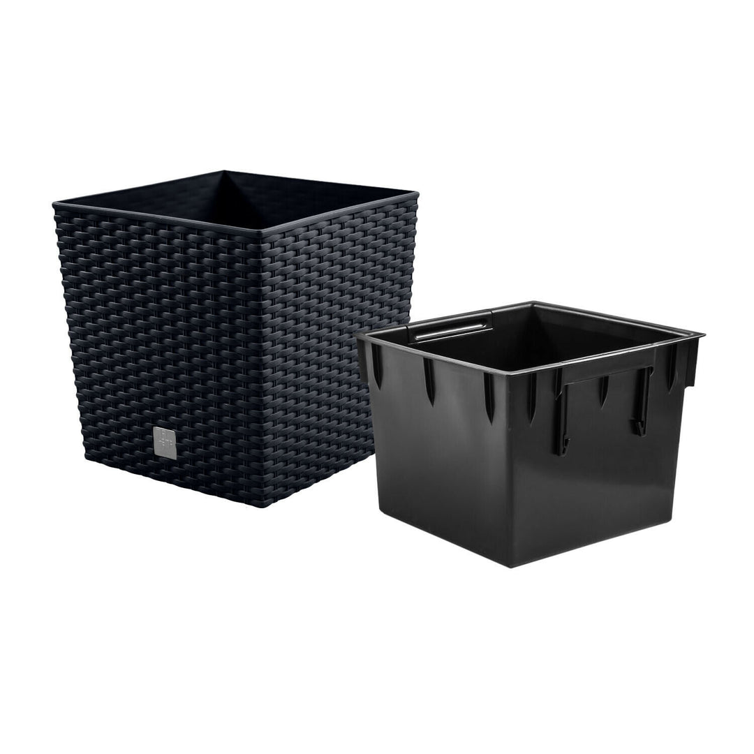 Vaso com tanque, imitação de rattan natural Rato Low DRTS265L-S433 - antracite