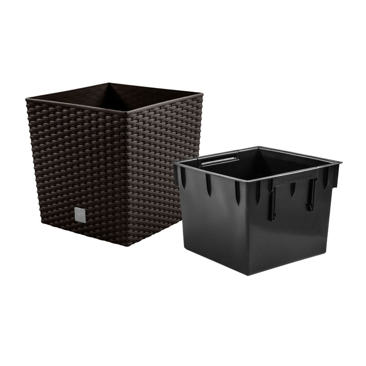 Pote com tanque, imitação de rattan natural Rato Low DRTS400L-440U - cor âmbar