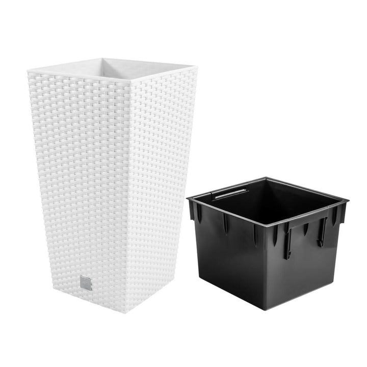 Pote alto com tanque, imitação de rattan natural Rato Square DRTS265-S449 - branco